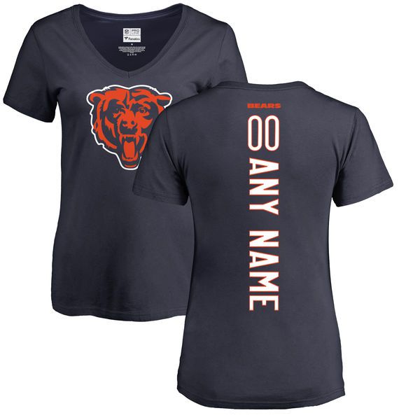 Women Chicago Bears NFL Pro Line Navy Custom Backer Slim Fit T-Shirt